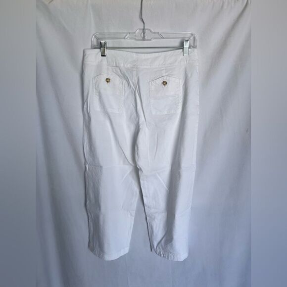 J. Jill nautical Sailor Button Wide Leg Cropped Pant 10 linen blend beachy - Picture 4 of 8